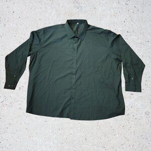 Men’s 7XL Black Button Down Shirt Big & Tall Stretch Long Sleeve